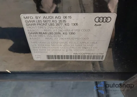 2016 Audi Sq5 3.0T Premium Plus z USA, uszkodzony, nr VIN WA1CCAFP8GA012796